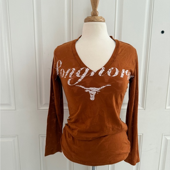 Texas Longhorn Women's Bundle -Long Sleeve Burn out Top, bracelet and ring - Picture 2 of 13